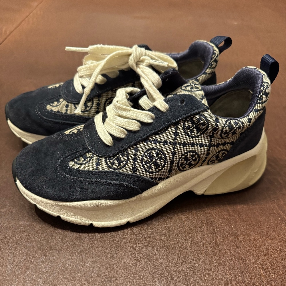 Tory Burch T Monogram Good Luck Trainer Sneakers 7.5